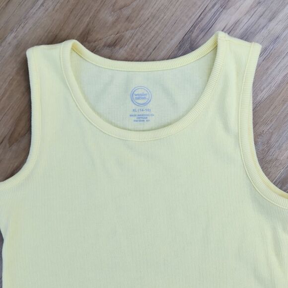 💜Wonder Nation Yellow Ribbed Sleeveless Top Girl's XLarge - Picture 3 of 8